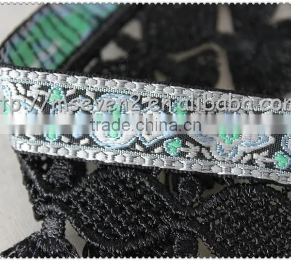Wholesale 5.7cm Scalloped Shaped Fringe Trimming, Black Tassel Fringe, High-grade Jacquard Ribbon photo-3