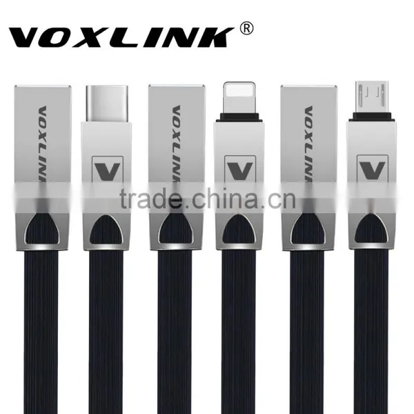Voxlink 2017 New Zinc Alloy Flat Fast Charging Data Sync Usb Type c Cable for IPhone 6 6s Plus 5s 5 IPad Mini/Samsung/HTC photo-6