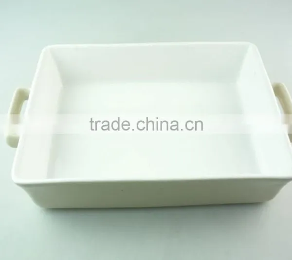 Stocklot Rectangular Shape White Ceramic Bakeware With Handles photo-2