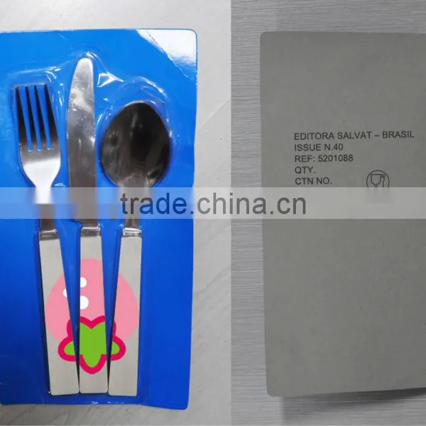 3pcs stainless steel cutlery set with strawberry printing
