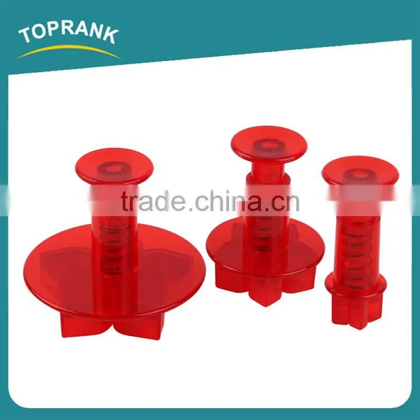 Toprank Promotional Gift LFGB Standard 3pcs Flower Shaped Cake Mold Plastic Cookie Cutter Fondant Plunger Cookie Cutter photo-2