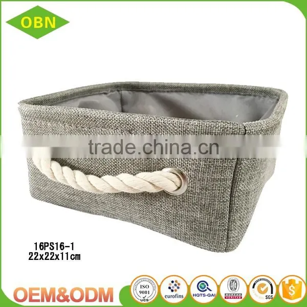 Household Functional Canvas Storage Basket With Cotton Liner Handle photo-4