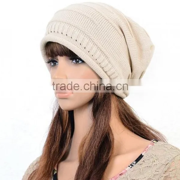 Cheap Knitting Wool Hip Hop Women Winter Knitted Beanie Hat photo-5