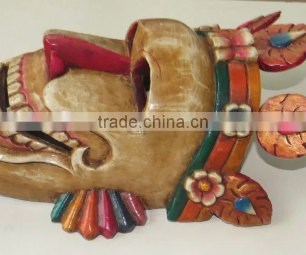 Hand Crafted Wooden Mask of Tribal Face Wall Hanging Made In Nepal photo-3