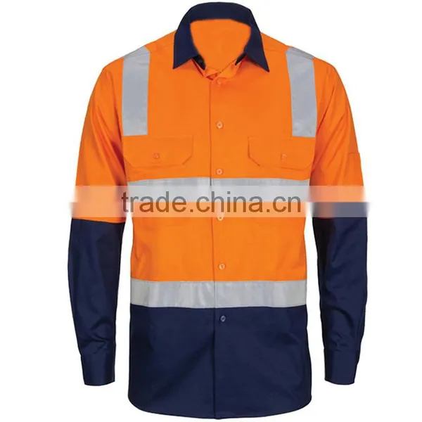 Cheap Custom Safety Reflective Orange and Navy Shirt photo-2
