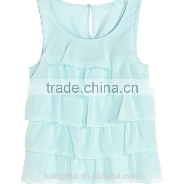 2016 Children Little Girls Flowy Tiered Sleeveless Top HST8035 photo-5