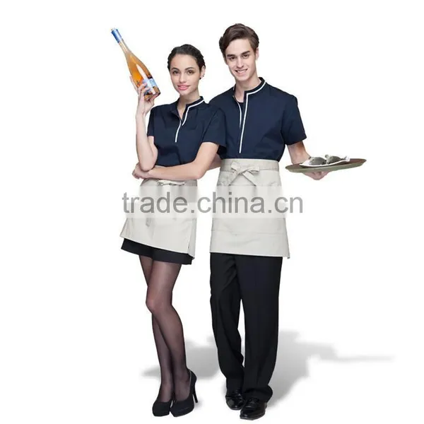 Juqian 2016 Custom Factory Price Latest Stylish Navy Cheap Short Sleeve Summer Unisex Hotel Staff Uniform Designs in China photo-4