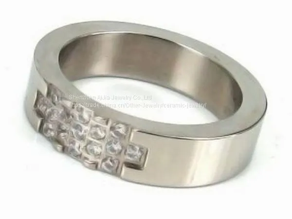 Classic Crystal Stainless Steel Rings Band Jewelry For Wedding photo-3