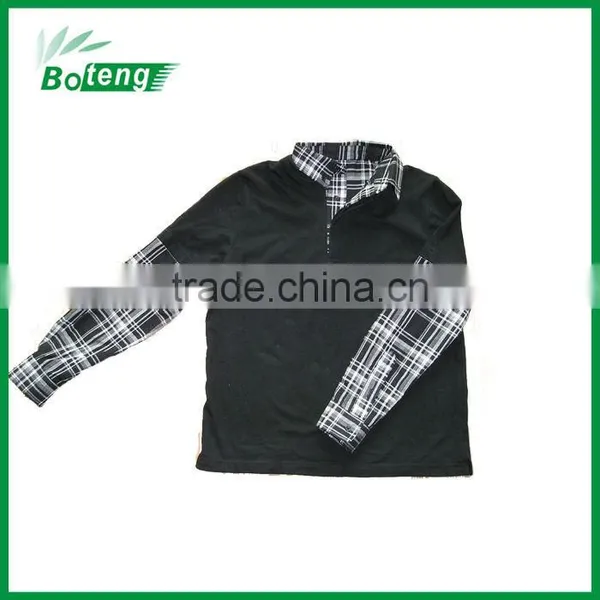 Long Sleeves Knit With Woven Collar Shirt