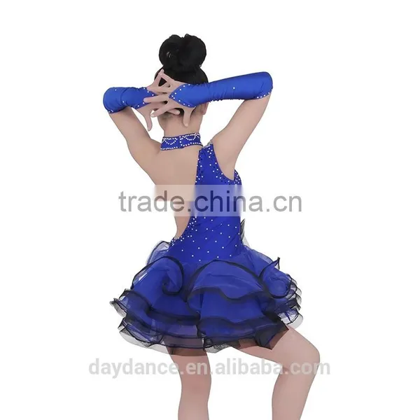 Girls Kids Ballroom Latin Competition Dress Fluffy Skirt Children Latin Dance Costumes photo-3