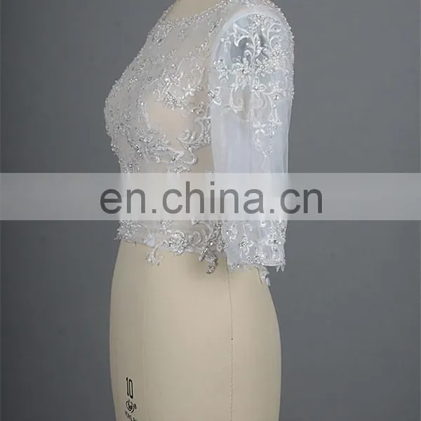 Beautiful Plus Size Open Back Short Sleeve Beaded Lace Jacket photo-3