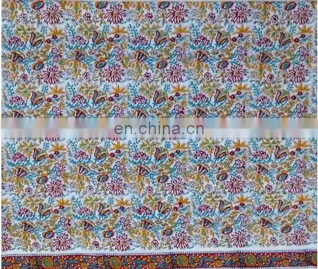 Floral Print Hand Block Printed Cotton Fabric Sanganeri Jaipuri Fabric / Fabric / 100% Cotton Fabric