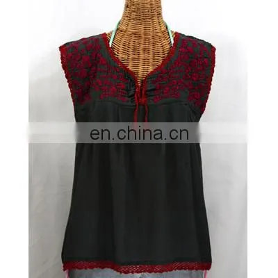 100% Red Embroidered Mexican Dress Embroidery Clothing Beachwear Women's Dress