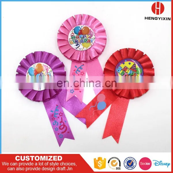 Wholesale Handmade Round Woved Satin Award Ribbon Rosette for Festival Celebration photo-4