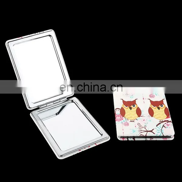 Cheap Small White pu Leather Framed Cosmetic Mirror photo-3