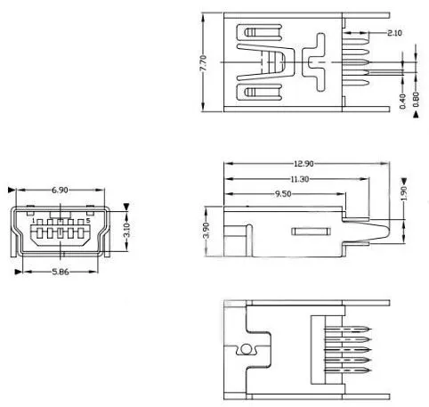 High Quality Mini USB Female Connectors for Android, Audio Equipment or Electrronics photo-4
