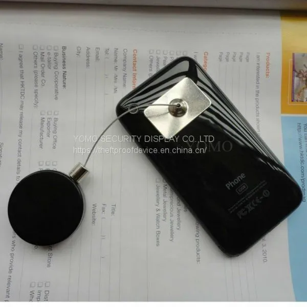 Round Anti-theft Recoil Pull Box With Adjustable Wire Loop Lanyard photo-3