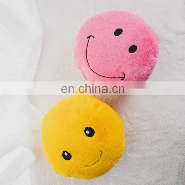 Round Stuffed Plush Fur Pink Happy Emoticon Smiley Emoji Cushion Face Pillow Cute Soft Toy Doll Gift for Kids and Adult photo-6