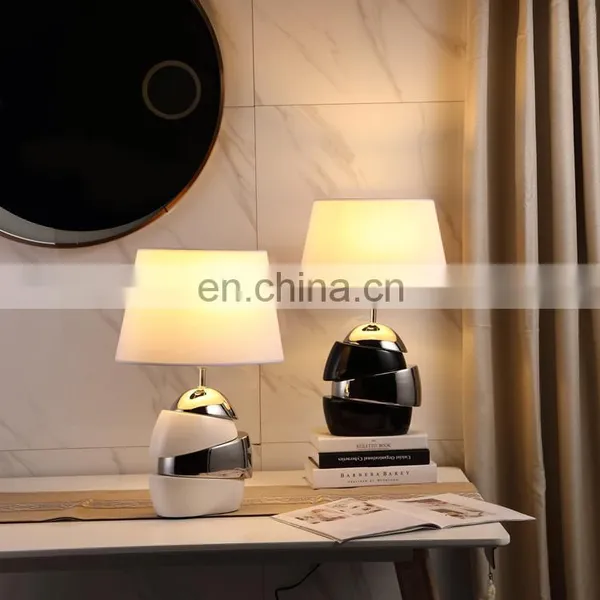 China Cheap Wholesale Hotel Home Decorative Bedside Ceramic Nightstand Lamps for Living Room photo-6