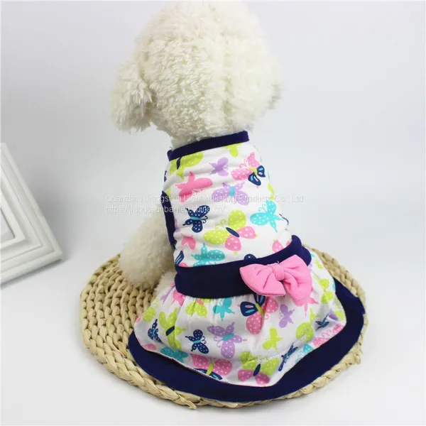 Cross-border Hot Dog Dress Pet Clothes Summer New Skirt Flower Print Wholesale Animal Supplies photo-3