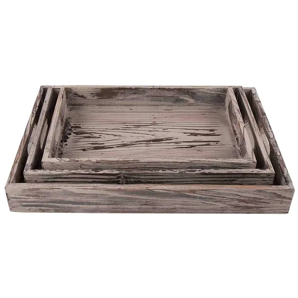 Nesting Wooden Serving Trays photo-2