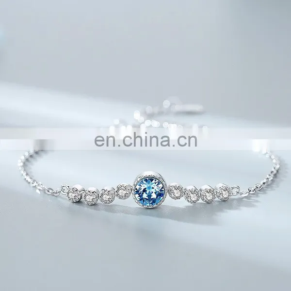 Heart of the Ocean Blue Zircon Lady's Hand Painted Stainless Steel Bracelet photo-2