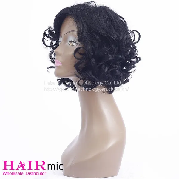 130% 150% 180% Natrual Color Short Curly Bob Wig photo-2