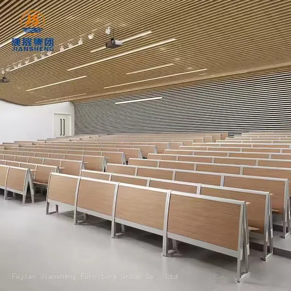 JS Group School and Classroom Lecture Hall Chair With Desk Metal and Wood Frame