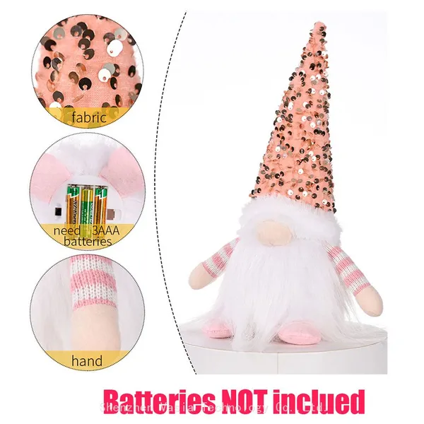 2025 LED Light Christmas Gnome Ornaments - Faceless Doll With Sequins for Home Xmas Party Decor Wholesale Bulk Supplies photo-4