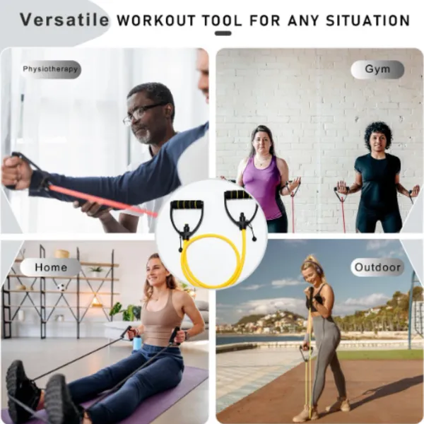 Resistance Band With Handles and Door Anchor, Adjustable Exercise Tube Band for Physical Therapy, Strength Training, Pilates and Home Workouts photo-5