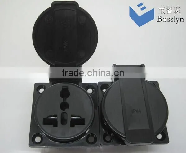 Cost-effective IP54 Grade schuko waterproof socket outlet/waterproof floor socket outlet/portable socket outlet