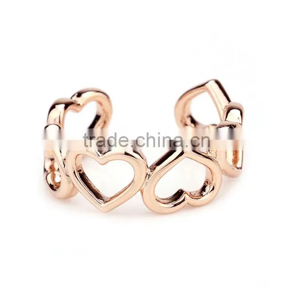 2016 Lovely Trending Jewelry 10k Hollow Heart Fancy Gold Ring Designs for Ladies