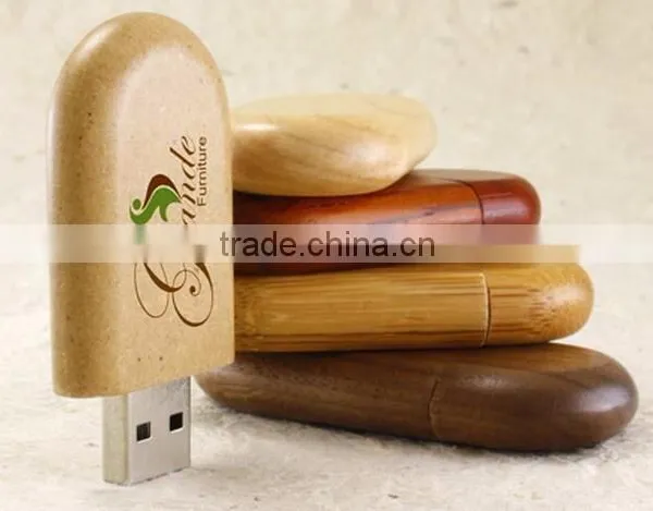 Eco Friendly Ellipse Star Drive Wood Body With Magnetic Cap Wood Finish USB photo-3