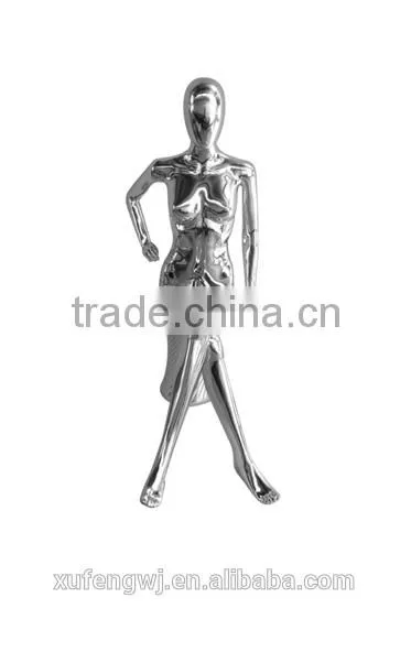 Plastic Realistic Full-body Silver Plating Glossy Women Mannequin Sitting Dummy for Display photo-2