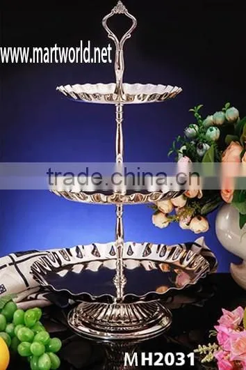 3 Layers plated wedding cake stand;clear cake holder for wedding, party, home & hotel decoration for sale(MH-2031)