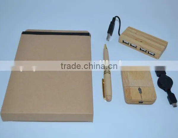 Bamboo Mouse USB 2.0 Hub Travel Gift Set for Computer photo-2