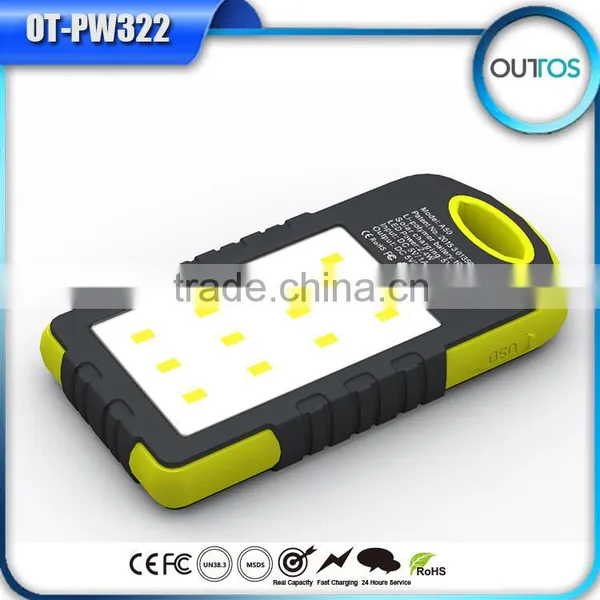 5000mah Waterproof Solar Mobile Phone Charger With Camping Lamp photo-2