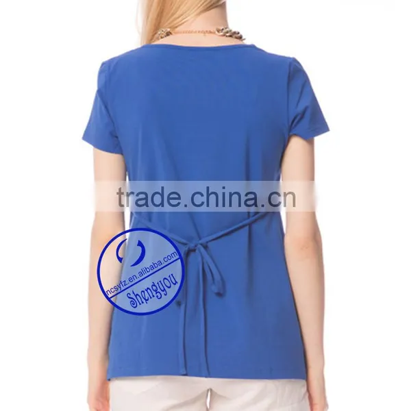 Custom Spandex Cotton Plain Short Sleeve Maternity t Shirt photo-5