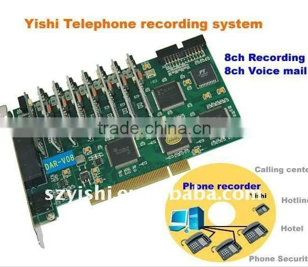8Ch Telephone recording card with voice mail DAR-V08
