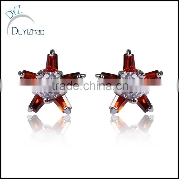 Latest Dubai the Five-star Shape Zircon Earrings photo-2