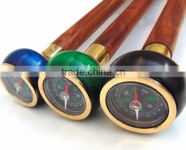 3 Different Beautiful Color of Walking Stick/wooden Brass Walking Stick/Different Color Compasses Walking Stick Wk1116 photo-3