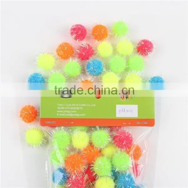 Factory Supply DIY Crafts Fluorescent Colors Pom Pom Toys for Kids or Wedding Party Decoration photo-2