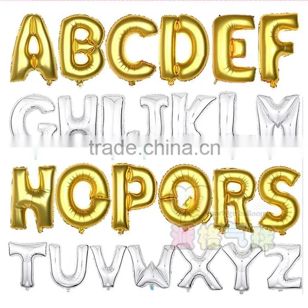 16inch Gold Silver Alphabet Letter Foil Balloon