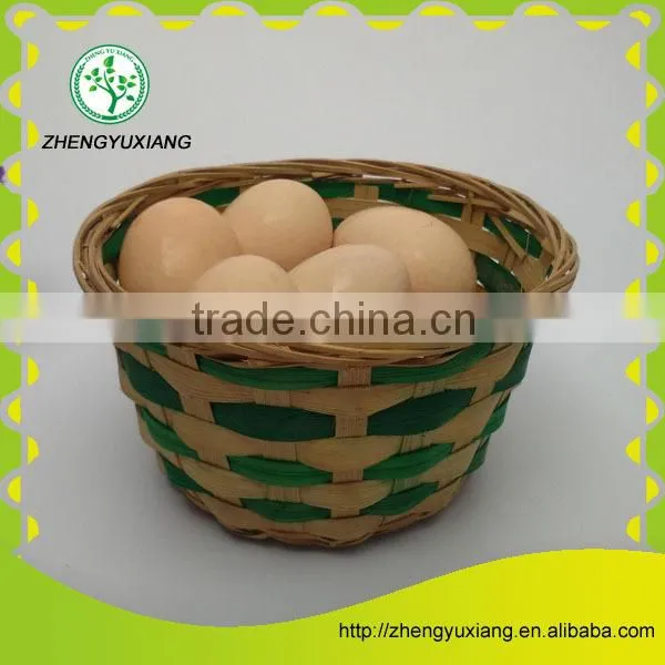 Green Bamboo Chip Woven Round Storage Basket photo-5