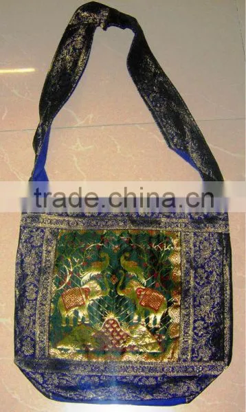 Latest Fashion Ethnic Hippe Hobo Jacquard silk elephant design Indian hobo shoulder bags
