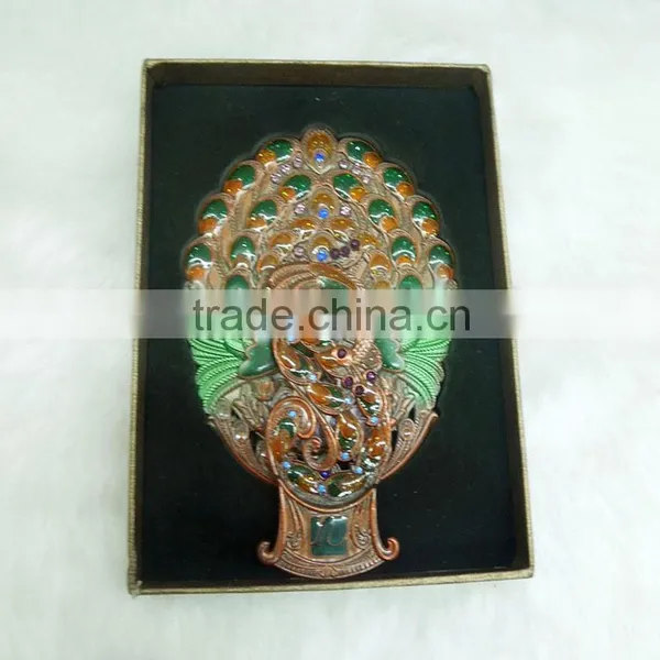 Red Bronze Cosmetic Pocket Mirror With Rhinestone photo-3
