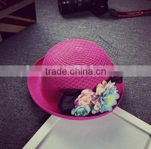 Factory Wholesale Handmade High Quality Beach Sun Hat Original Selling Flower Latest 2016 Straw Hat Wholesale photo-5