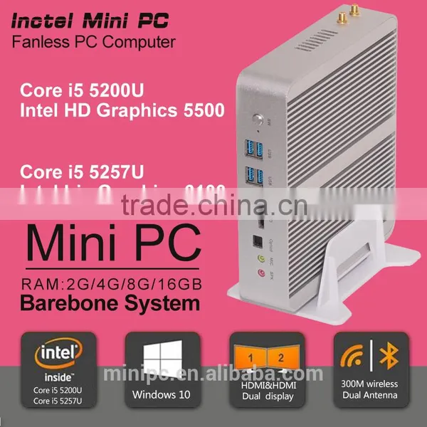 Fanless Mini Desktop Computeri5 5200u Gaming Desktop PC photo-2
