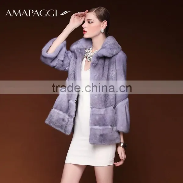 Wholesale Regular Whole Purple Mink Long Mink Fur Coats in China