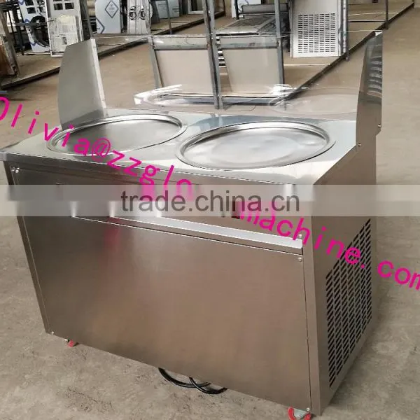 Thailand Roll Fried Ice Cream Machine/double Pan Cold Plate for Ice Cream photo-3